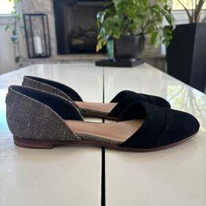 TOMS Women's Jutti D'Orsay Suede and Metallic Woven Pointed Toe Flats Size 6.5